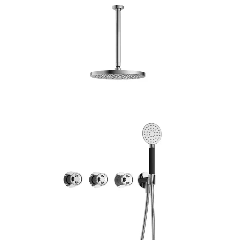 Beperkt Aanbod Hotbath Cobber@Work IBSW70 inbouwdouche met ronde handdouche, 30cm plafondbuis en 30cm hoofddouche chroom