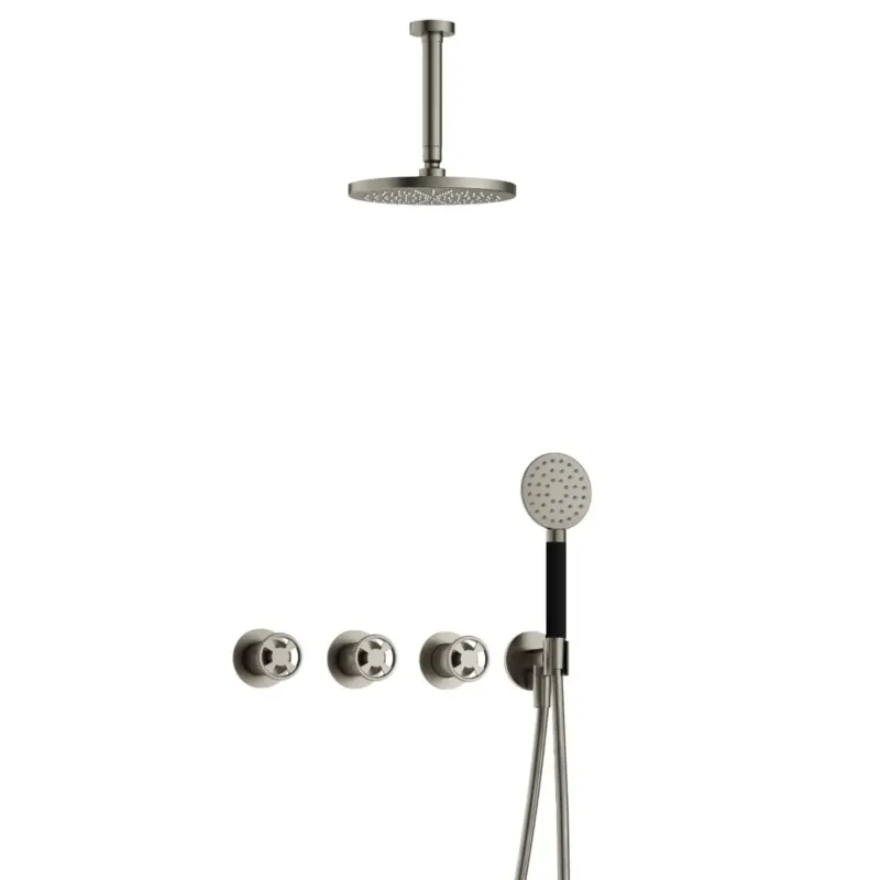 Hotbath Cobber@Work IBSW70 inbouwdouche met ronde handdouche en 15cm plafondbuis nikkel geborsteld Koop Vandaag