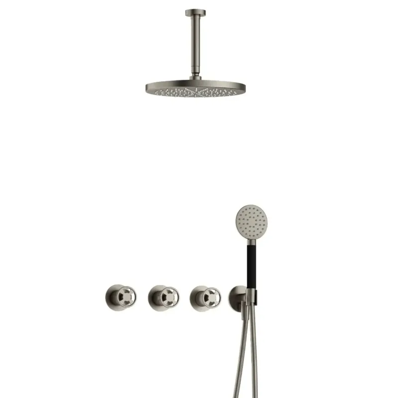Hotbath Cobber@Work IBSW70 inbouwdouche met ronde handdouche, 15cm plafondbuis en 30cm hoofddouche nikkel geborsteld Betaalbaar