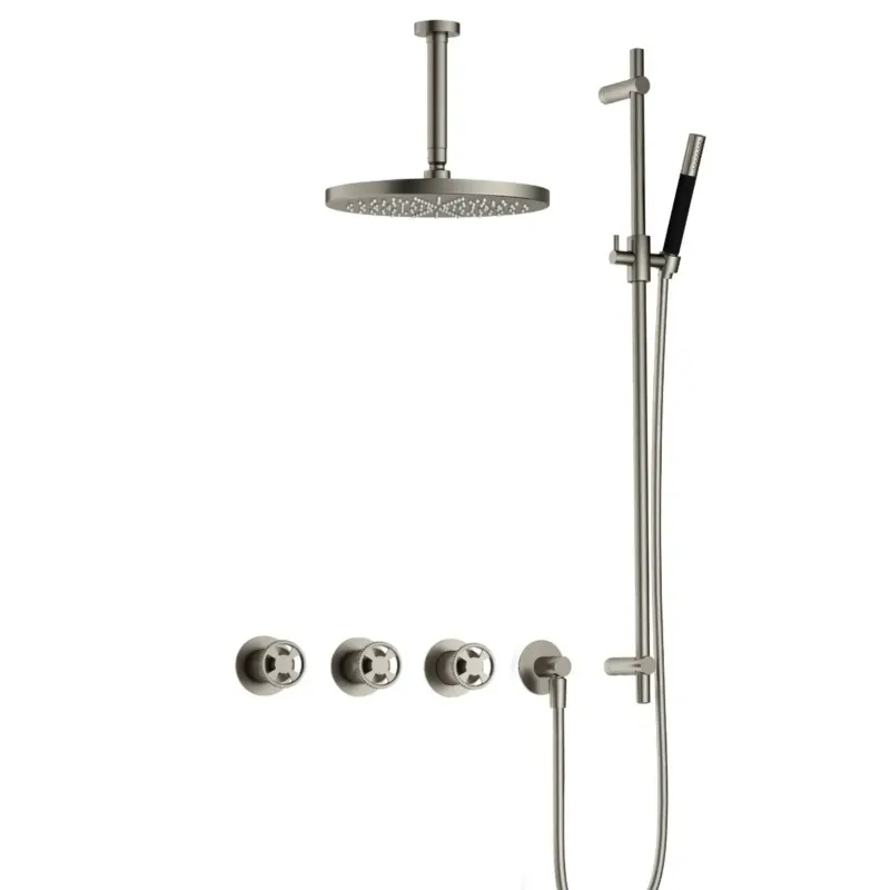 Hotbath Cobber@Work IBSW70 inbouwdouche met 15cm plafondbuis, 30cm hoofddouche en glijstang nikkel geborsteld Betrouwbaar