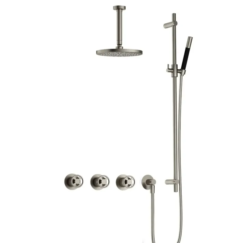 Hotbath Cobber@Work IBSW70 inbouwdouche met 15cm plafondbuis en glijstang nikkel geborsteld Beste Prijs