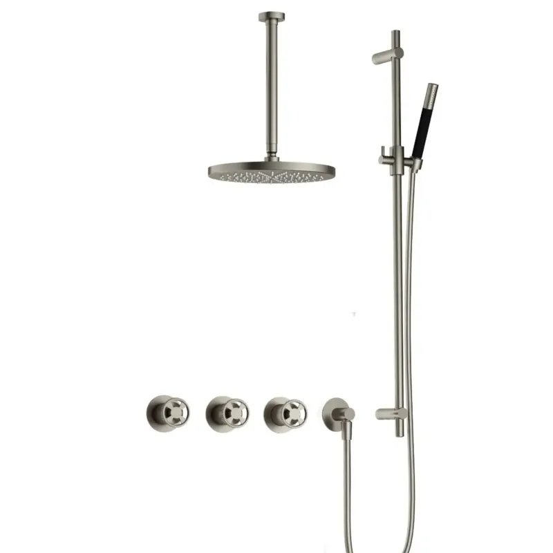 Hotbath Cobber@Work IBSW70 inbouwdouche met 30cm plafondbuis, 30cm hoofddouche en glijstang nikkel geborsteld Superprijs