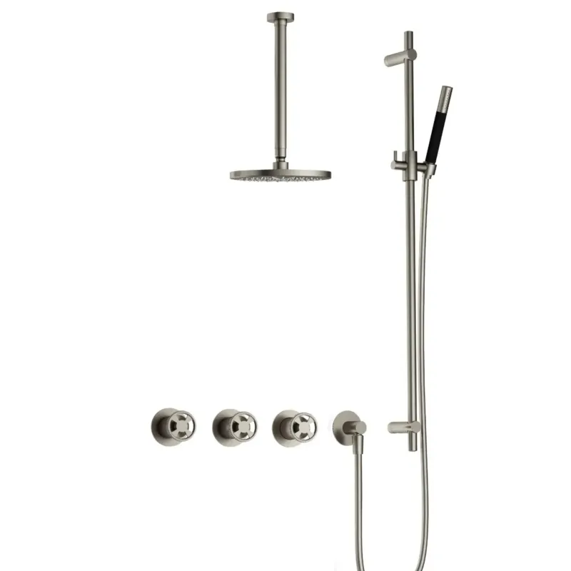 Aanbieding Hotbath Cobber@Work IBSW70 inbouwdouche met 30cm plafondbuis en glijstang nikkel geborsteld