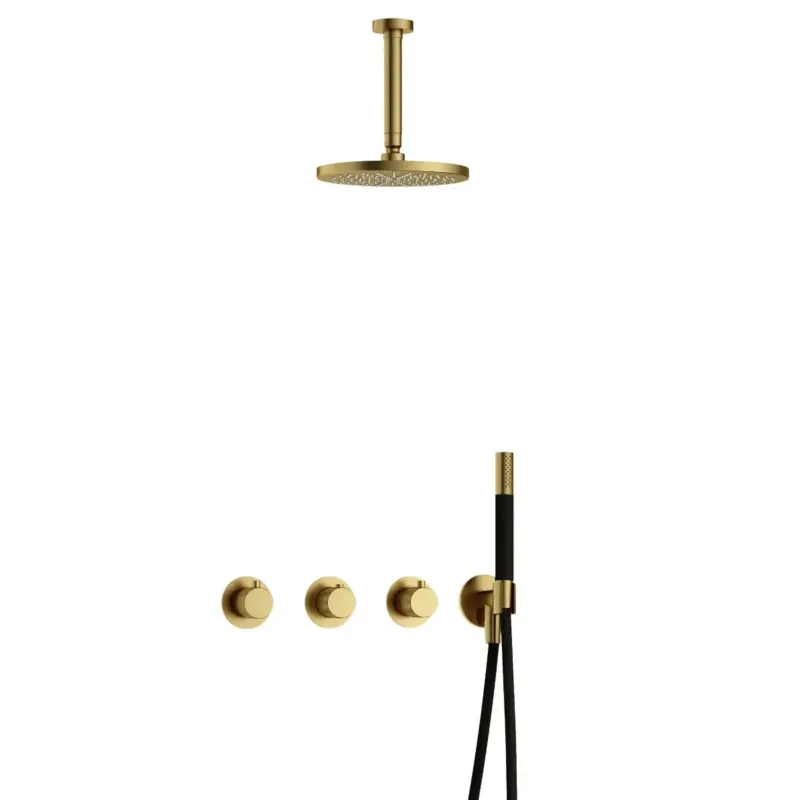 Hotbath Cobber X IBSX70 inbouwdouche met 15cm plafondbuis geborsteld messing PVD Shop Nu