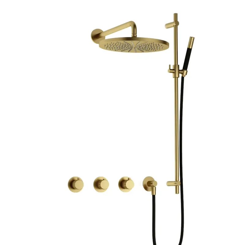 Hotbath Cobber X IBSX70 inbouwdouche met 30cm hoofddouche en glijstang geborsteld messing PVD Lage Kosten