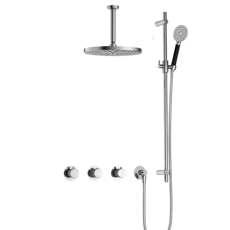 Hotbath Cobber X IBSX70 inbouwdouche met ronde handdouche, 15cm plafondbuis, 30cm hoofddouche en glijstang chroom Must-Have