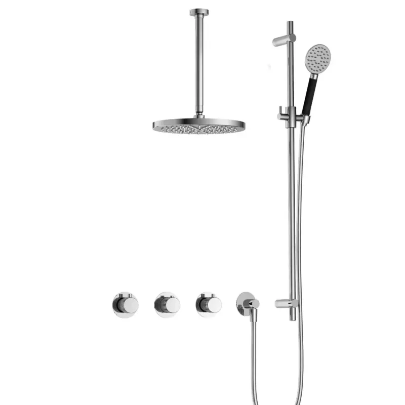Hotbath Cobber X IBSX70 inbouwdouche met ronde handdouche, 30cm plafondbuis, 30cm hoofddouche en glijstang chroom Laatste Versie
