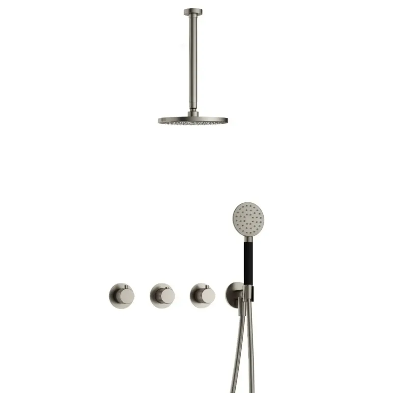 Beste Prijs Hotbath Cobber X IBSX70 inbouwdouche met ronde handdouche en 30cm plafondbuis geborsteld nikkel