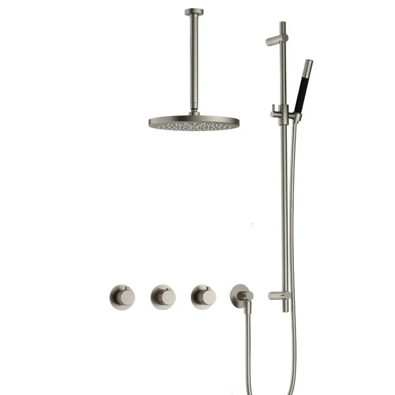 Hotbath Cobber X IBSX70 inbouwdouche met 30cm plafondbuis, 30cm hoofddouche en glijstang geborsteld nikkel Dagaanbieding