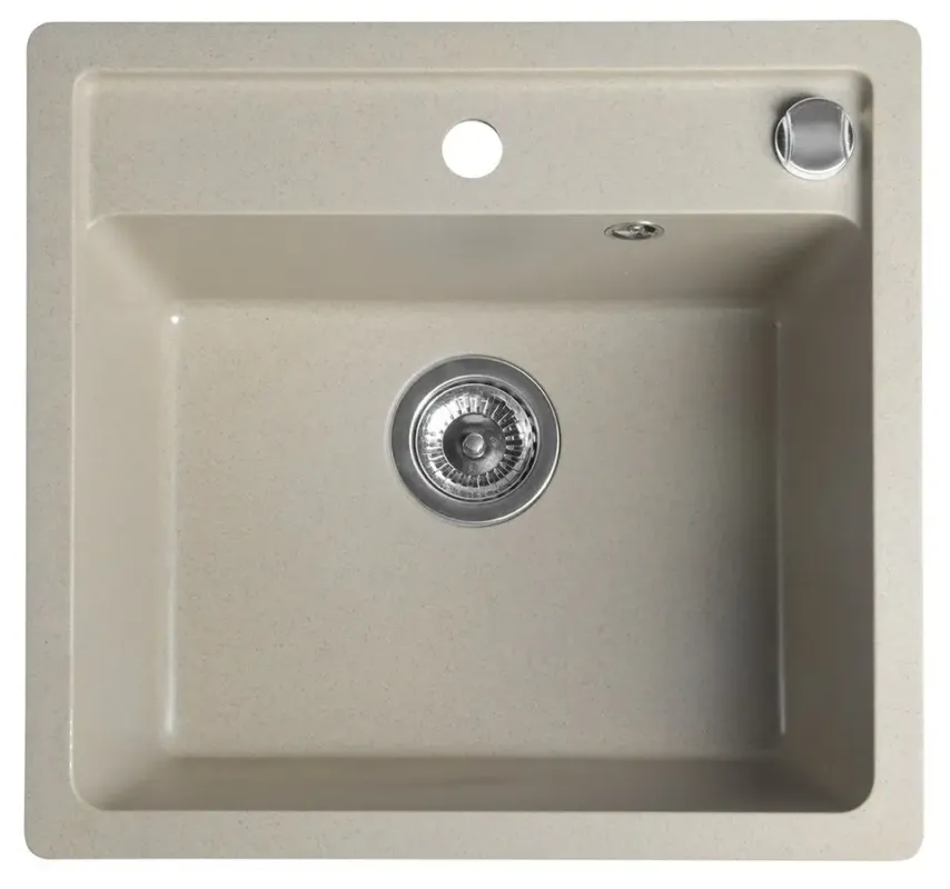 Sapho spoelbak 53x50cm met kraangat beige graniet Nu Kopen