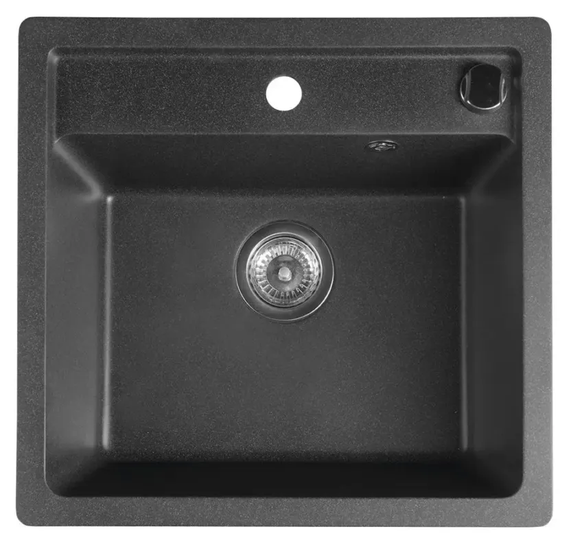 Sapho spoelbak 53x50cm met kraangat zwart graniet Aanbieding