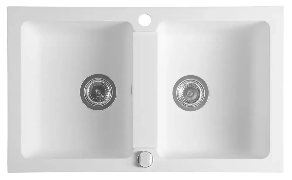 Sapho spoelbak dubbel 78x47,5cm met kraangat wit graniet Populair