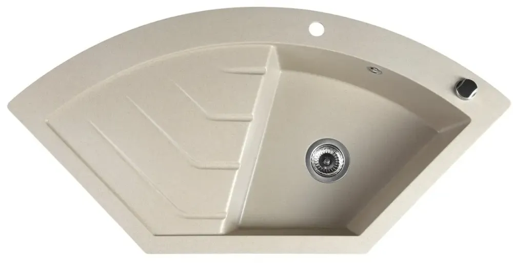 Sapho spoelbak 114x57,5cm met kraangat beige graniet Meest Verkocht