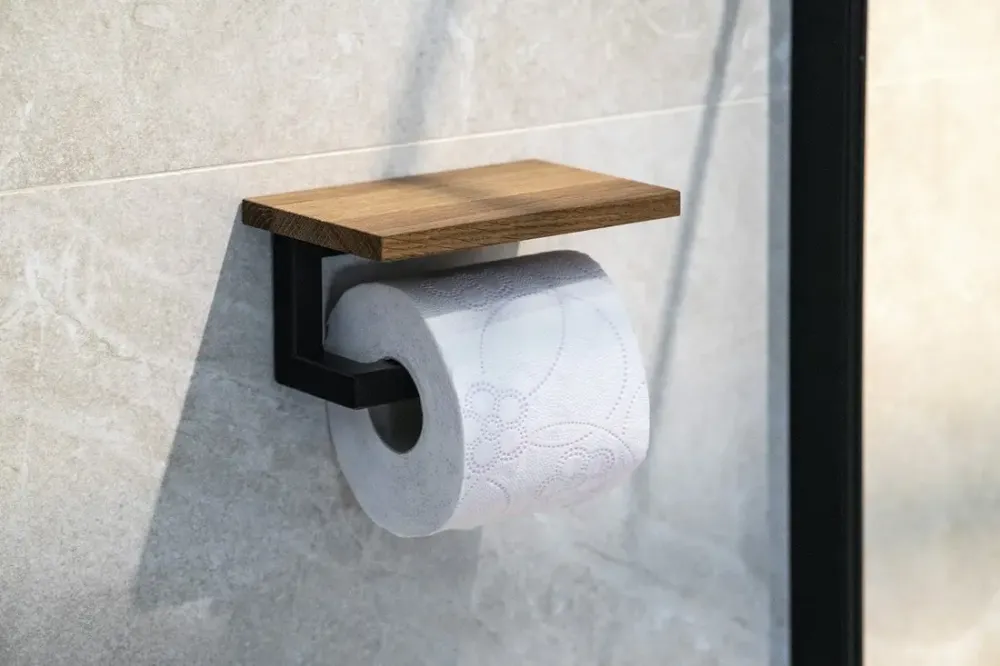 Sapho SKA toiletrolhouder met plank mat zwart eiken Uitverkoop