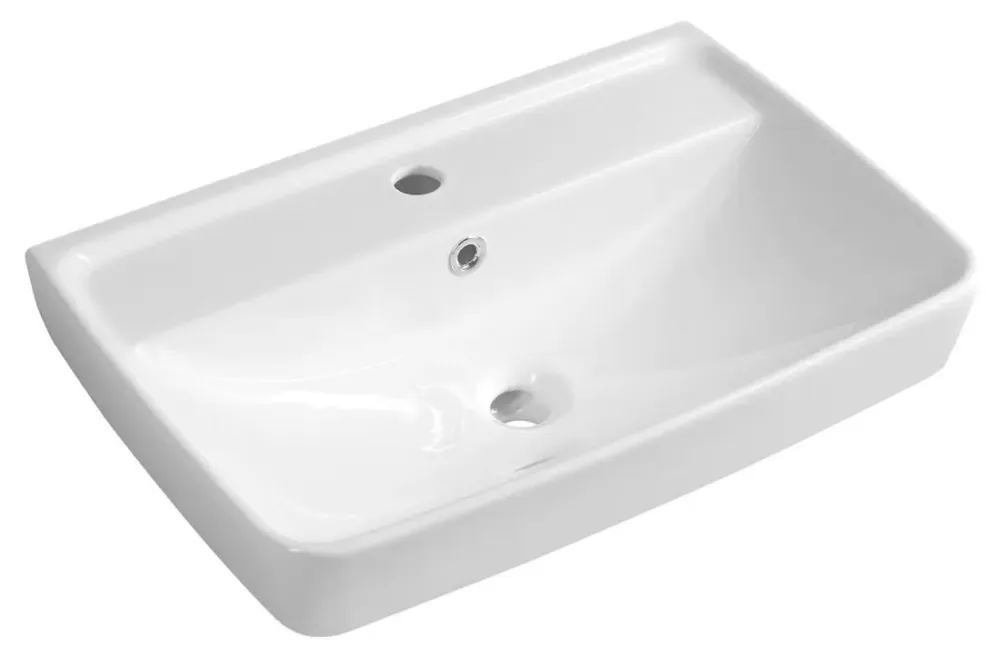 Sapho Duru keramische wastafel 60x40cm met kraangat wit Dagaanbieding