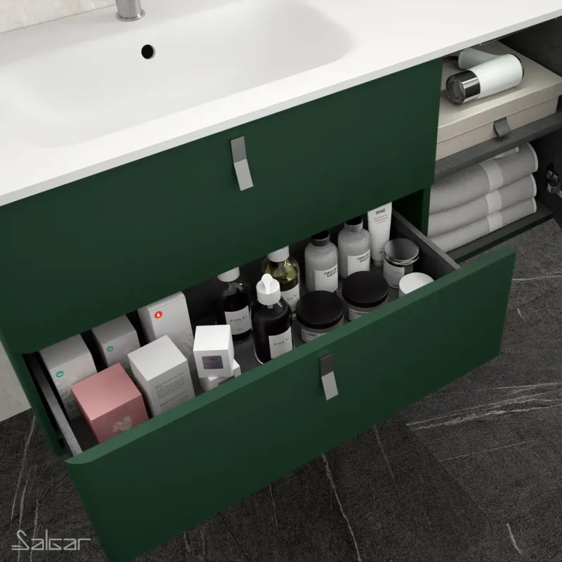 Muebles Unique badmeubel 90cm links royal groen met chromen grepen Must-Have