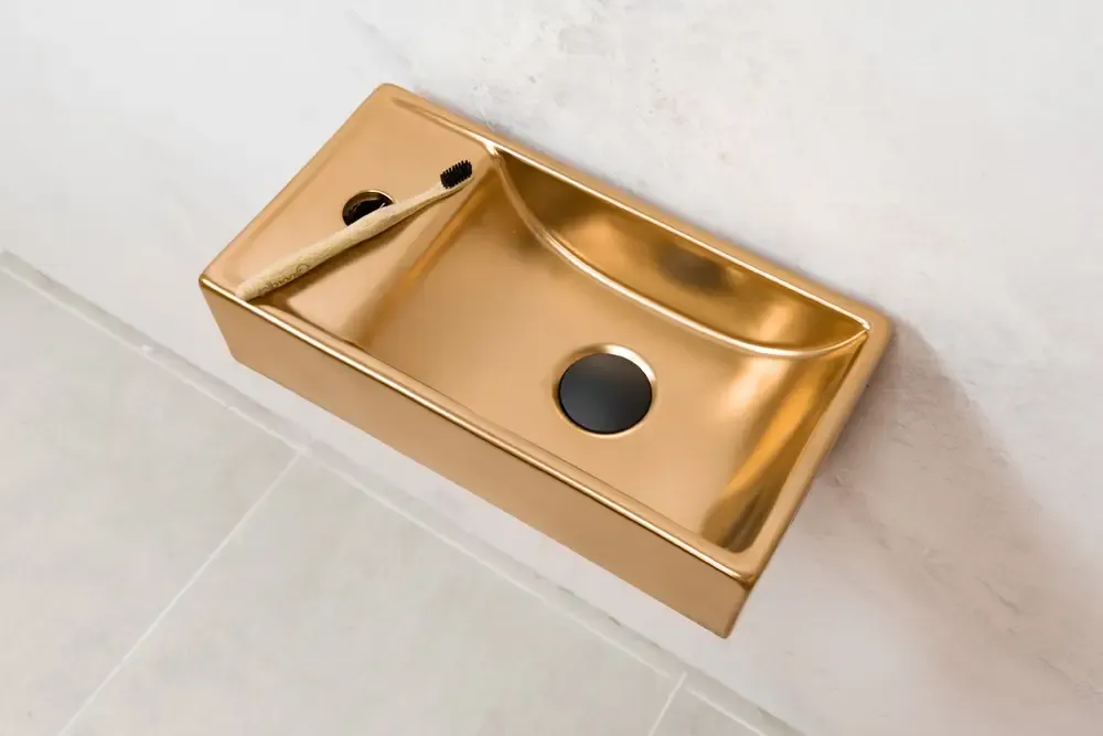 Saniclear Ruby fontein mat rose goud 40x22cm links Betaalbaar