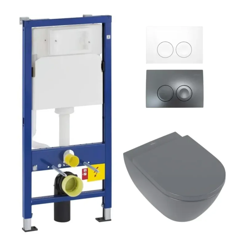 Geberit UP100 toiletset met Villeroy en Boch Subway 2.0 antraciet toilet met DirectFlush en CeramicPlus Favoriet