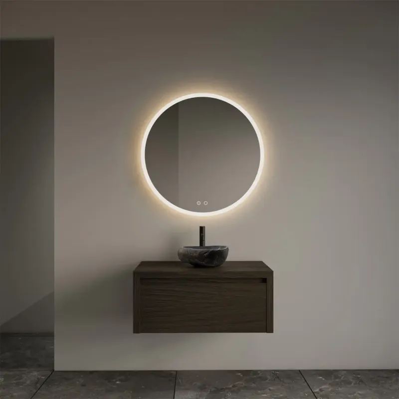 Gratis Retour Gliss Design Ares badmeubel 80cm charcoal met rivierstenen waskom