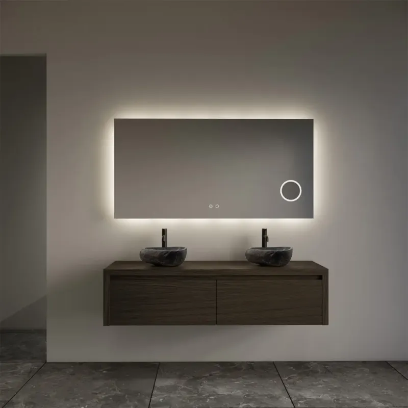 Favoriet Gliss Design Ares badmeubel 140cm 2 lades charcoal met rivierstenen waskommen