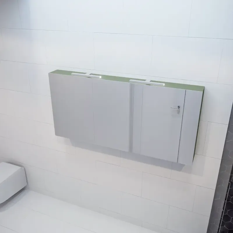 Mondiaz Cubb spiegelkast 150x70x16cm army met 3 deuren Op = Op
