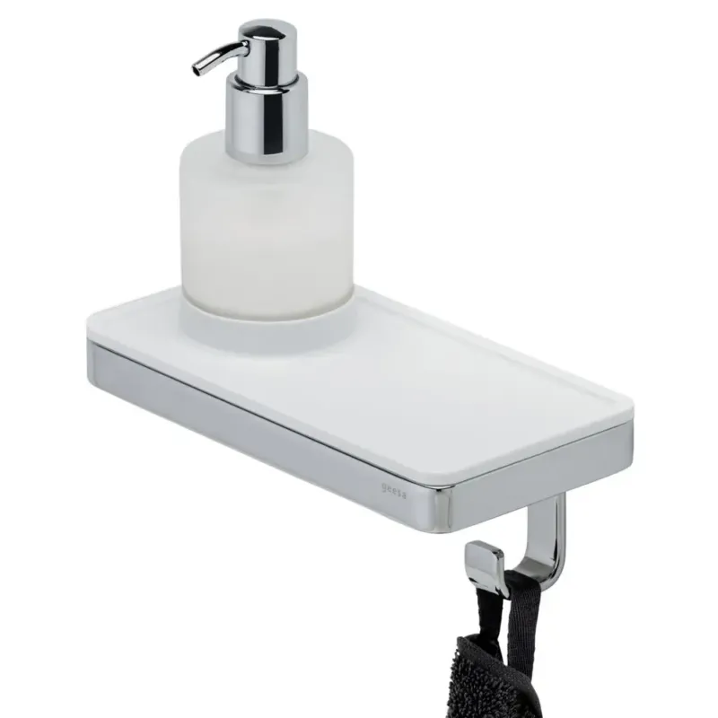 Geesa Frame zeepdispenser met planchet en handdoekhaak wit/chroom Koopje