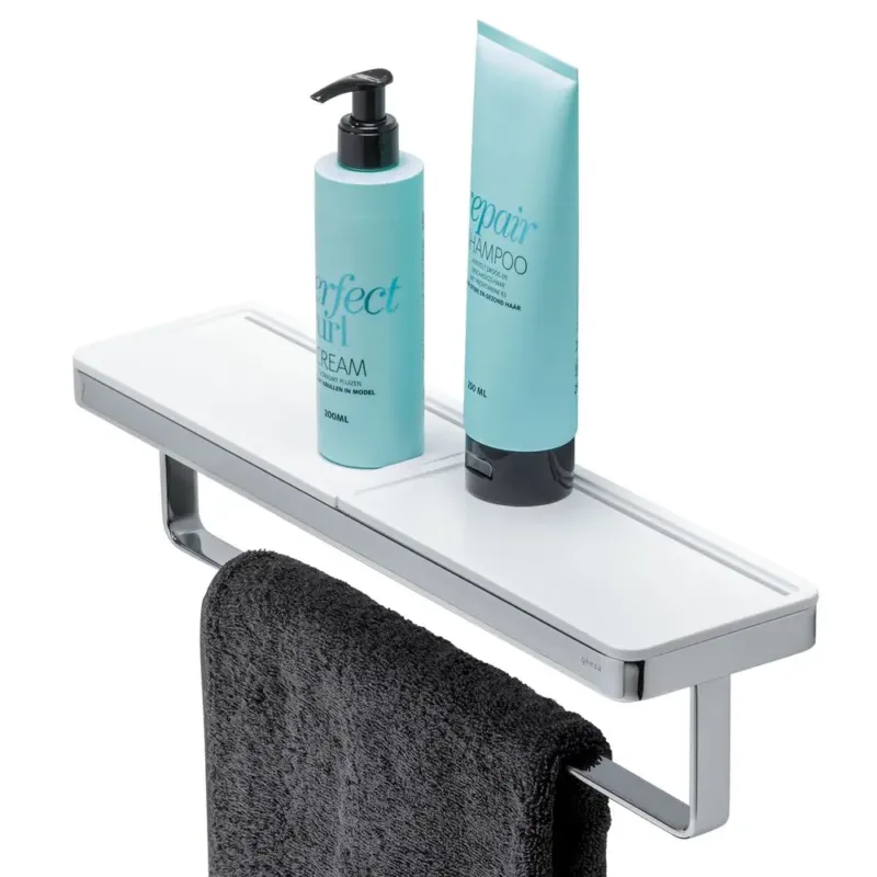 Voordeelprijs Geesa Frame handdoekrek met plateau 42cm wit/chroom