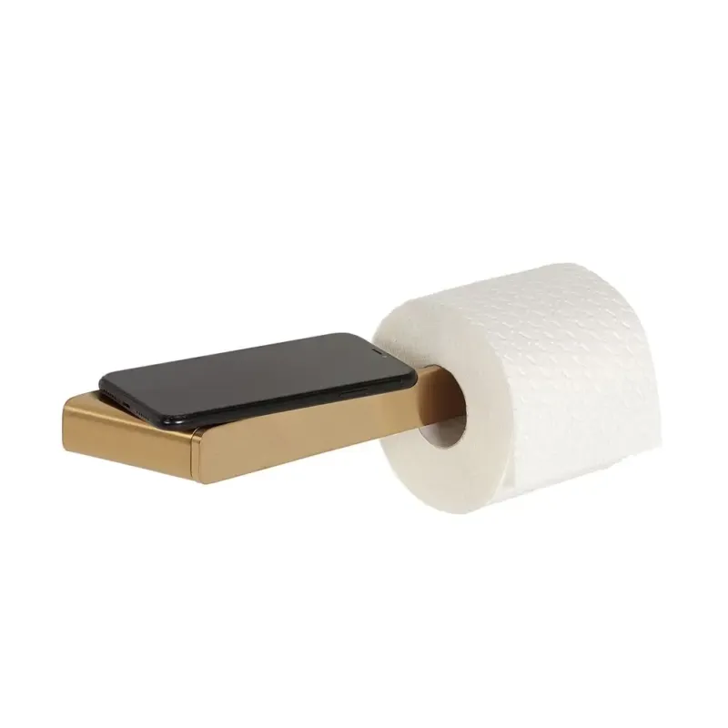 Finale Uitverkoop Geesa Shift toiletrolhouder zonder klep met planchet goud geborsteld