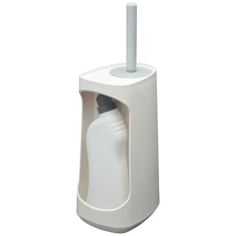 Koop Online Tiger Tess toiletborstelhouder met opbergfunctie vrijstaand en Swoop borstel flexibel wit/lichtgrijs