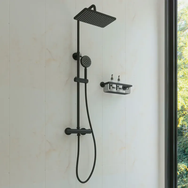 Saniclear Vision opbouw regendouche met 20x30cm hoofddouche zwart mat Laatste Versie