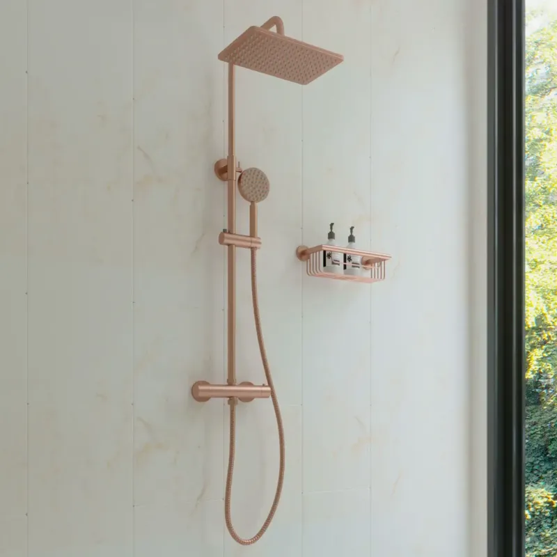 Favoriet Saniclear Vision opbouw regendouche met 20x30cm hoofddouche geborsteld koper