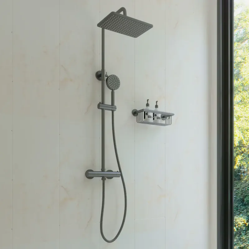 Saniclear Vision opbouw regendouche met 20x30cm hoofddouche verouderd ijzer - gunmetal Gecertificeerd