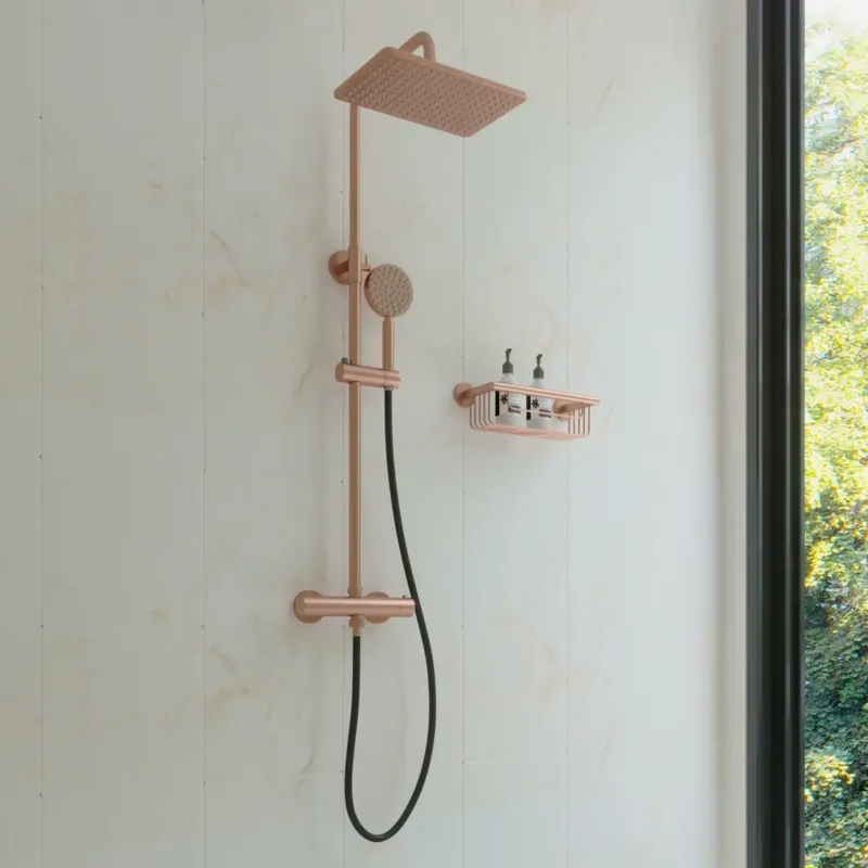 Saniclear Vision Pro opbouw regendouche met 20x30cm hoofddouche geborsteld koper Aanbieding