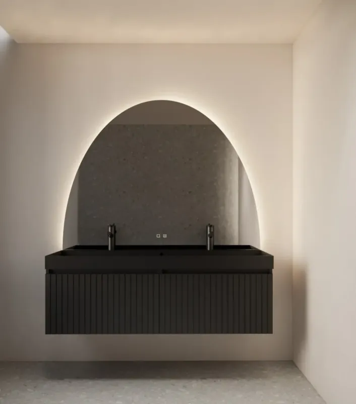 Speciale Aanbieding Gliss Design Eos spiegel ronding naar boven 120x120cm