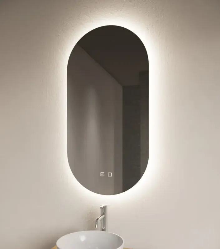 Speciale Aanbieding Gliss Design Orion spiegel verticaal met LED-verlichting en spiegelverwarming 40x100cm