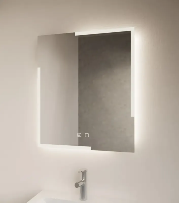 Lage Kosten Gliss Design Melite spiegel met LED-verlichting en verwarming 90x70cm