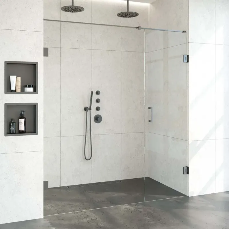 Shop Nu Brauer JC profielloze nisdeur 180cm met 60cm deur gunmetal geborsteld