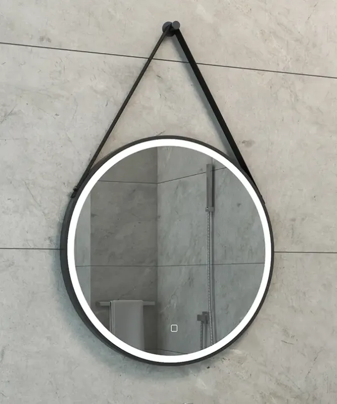 Hete Deal Mueller ronde spiegel met LED-verlichting en spiegelverwarming 60cm zwart mat