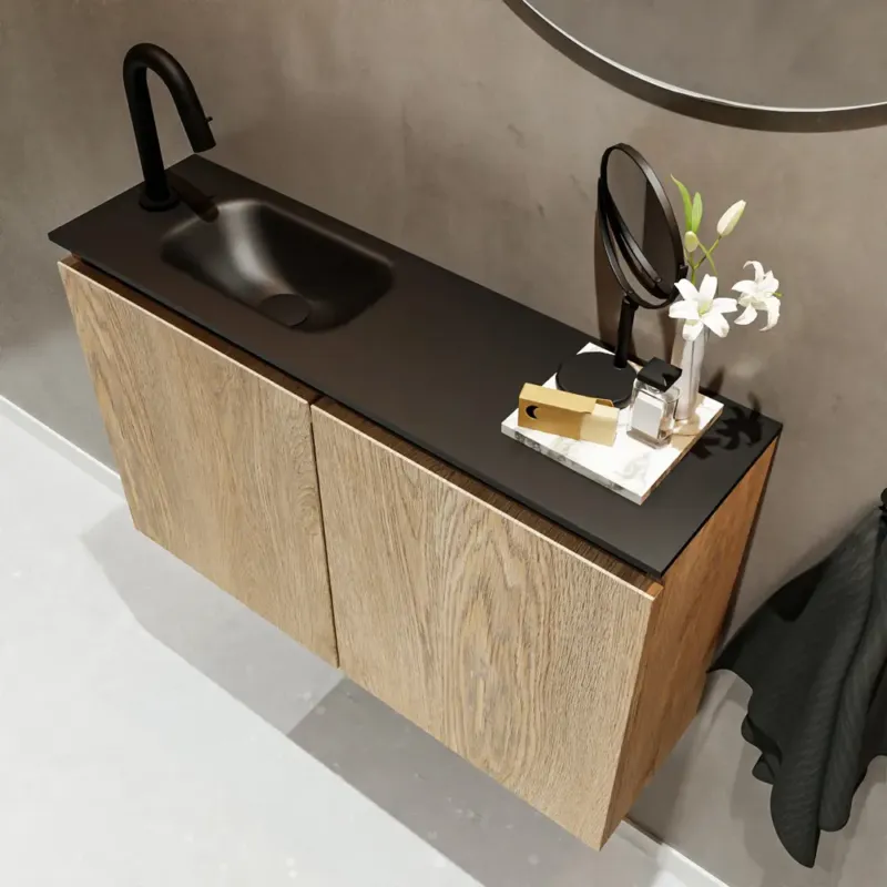 Gereduceerde Prijs Mondiaz Ture 80cm toiletmeubel washed oak met wastafel urban links 1 kraangat