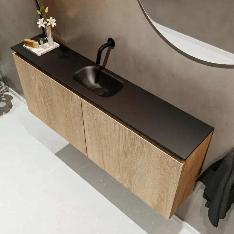 Gereduceerde Prijs Mondiaz Ture 120cm toiletmeubel washed oak met wastafel urban midden geen kraangat
