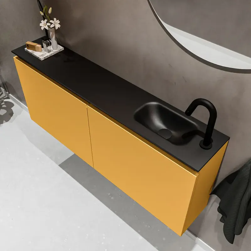 Koop Vandaag Mondiaz Ture 120cm toiletmeubel ocher met wastafel urban rechts 1 kraangat