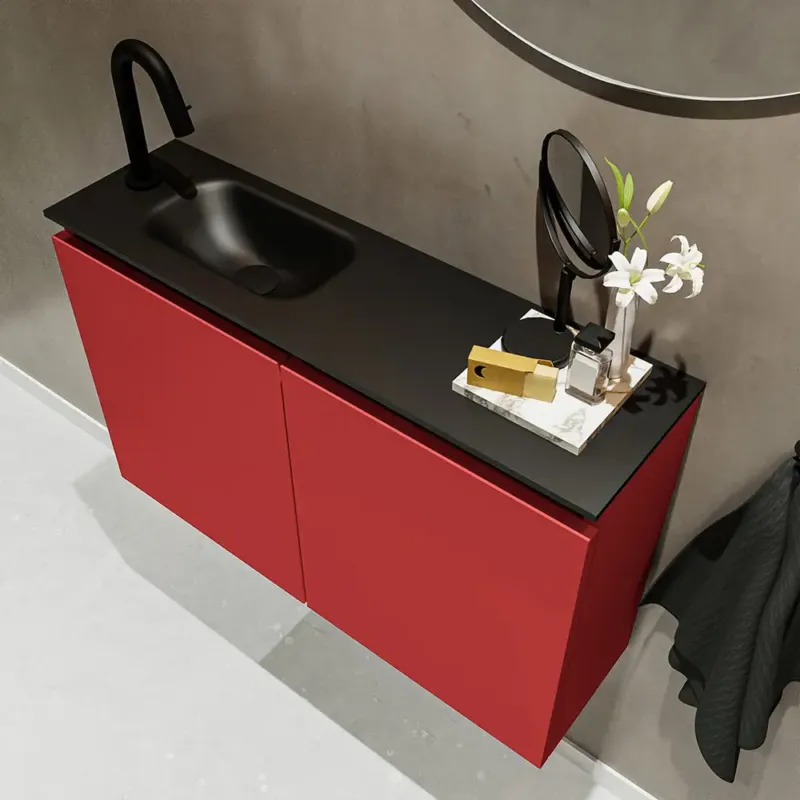 Fabrieksprijs Mondiaz Ture 80cm toiletmeubel fire met wastafel urban links 1 kraangat