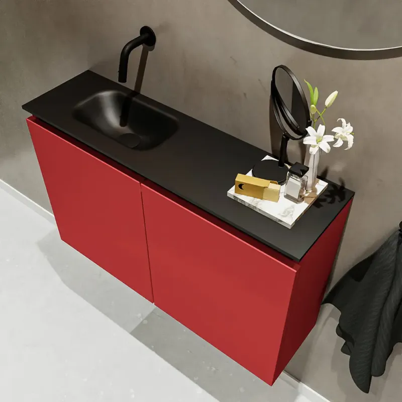 Exclusieve Aanbieding Mondiaz Ture 80cm toiletmeubel fire met wastafel urban links geen kraangat