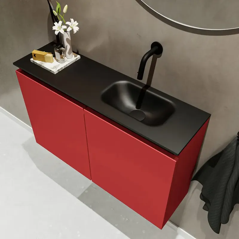 Beste Prijs Mondiaz Ture 80cm toiletmeubel fire met wastafel urban rechts geen kraangat
