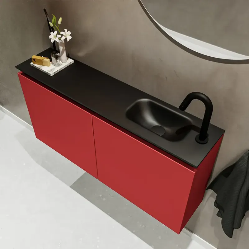 Alleen Vandaag Mondiaz Ture 100cm toiletmeubel fire met wastafel urban rechts 1 kraangat