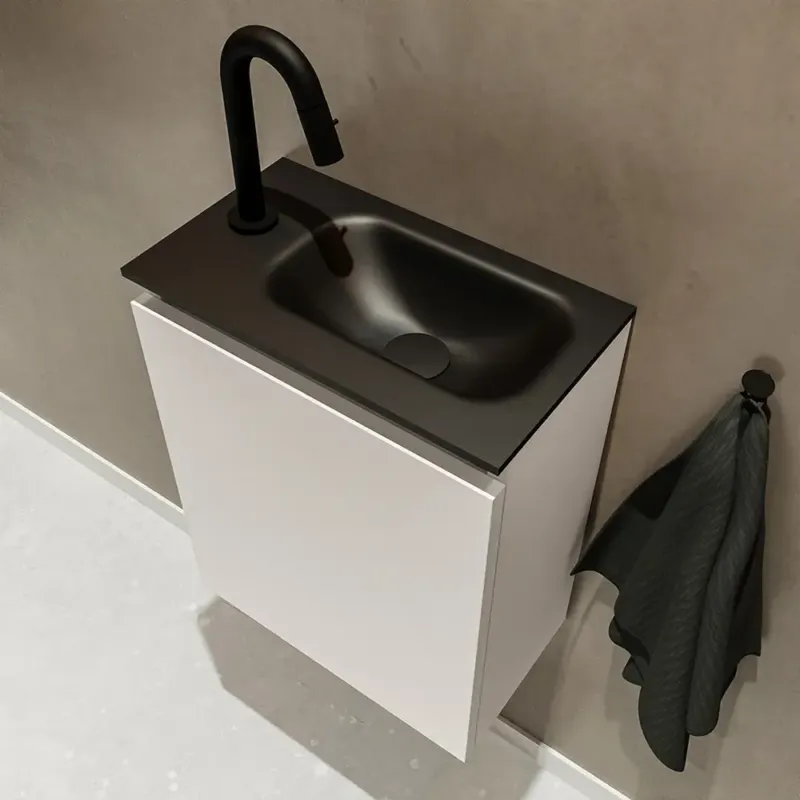 Hoge Kwaliteit Mondiaz Ture 40cm toiletmeubel linen met wastafel urban rechts 1 kraangat