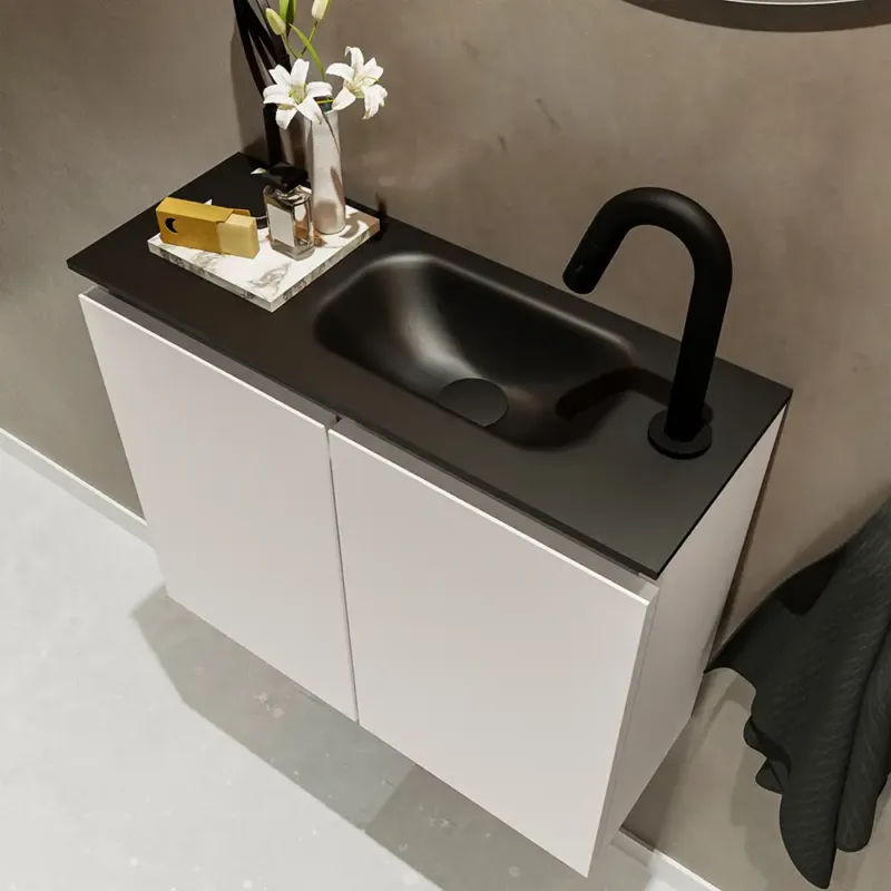 Express Levering Mondiaz Ture 60cm toiletmeubel linen met wastafel urban rechts 1 kraangat