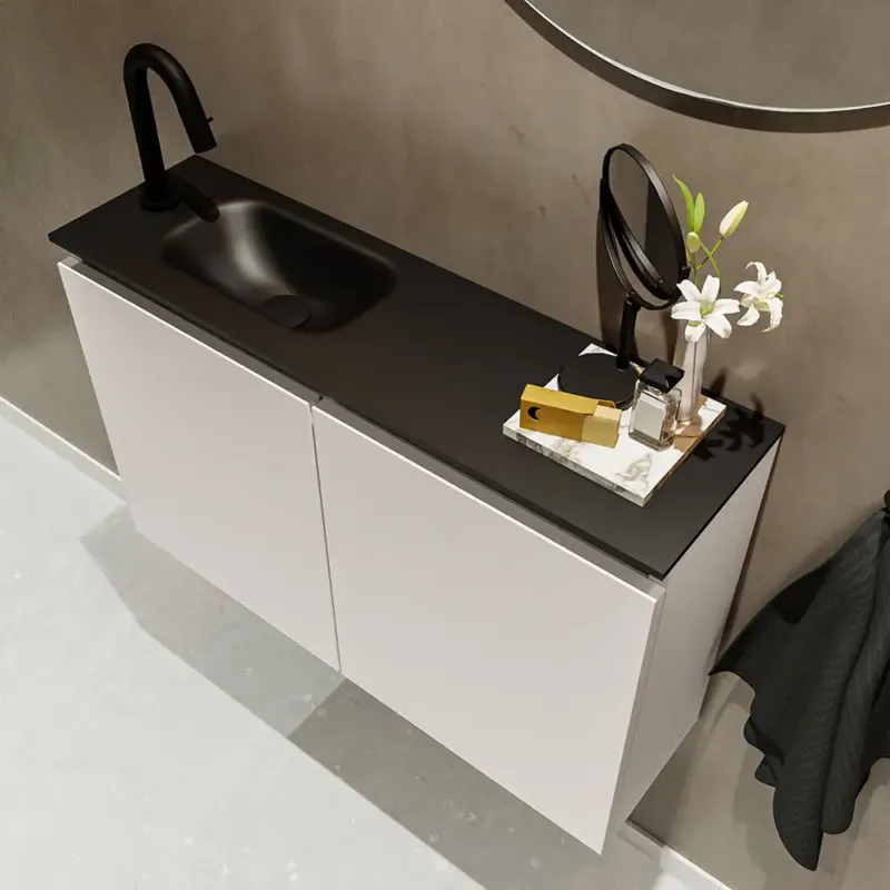 Express Levering Mondiaz Ture 80cm toiletmeubel linen met wastafel urban links 1 kraangat