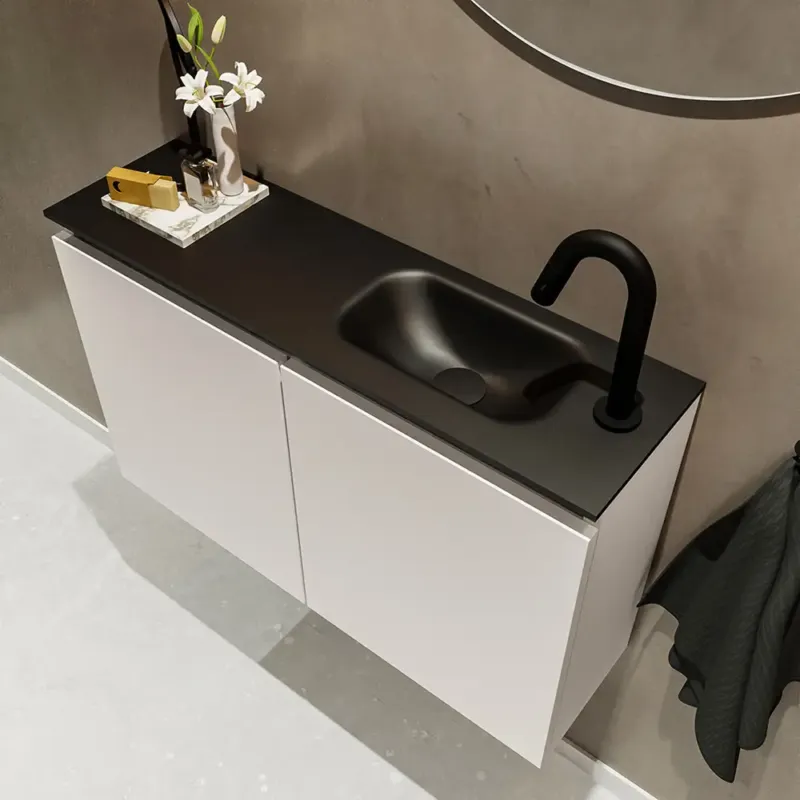 Mondiaz Ture 80cm toiletmeubel linen met wastafel urban rechts 1 kraangat Goedkoop
