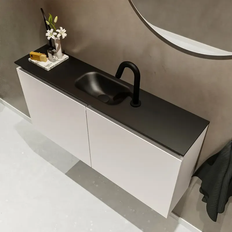 Beperkt Aanbod Mondiaz Ture 100cm toiletmeubel linen met wastafel urban midden 1 kraangat